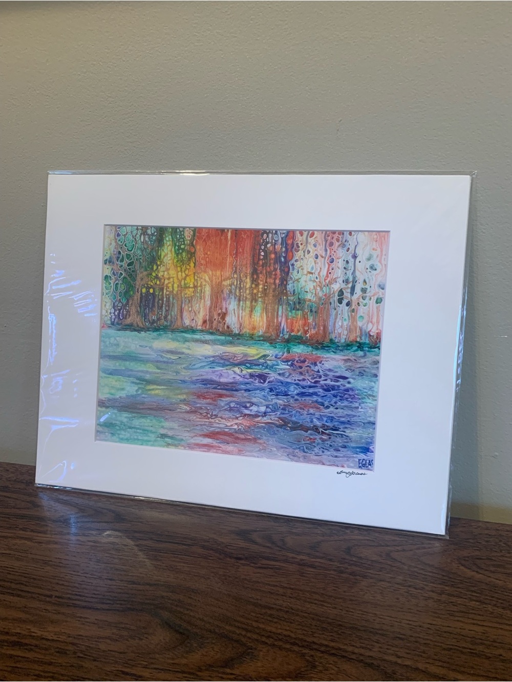 Abstract Nature Print Signed 11x14 Matted Colorful Wall Art